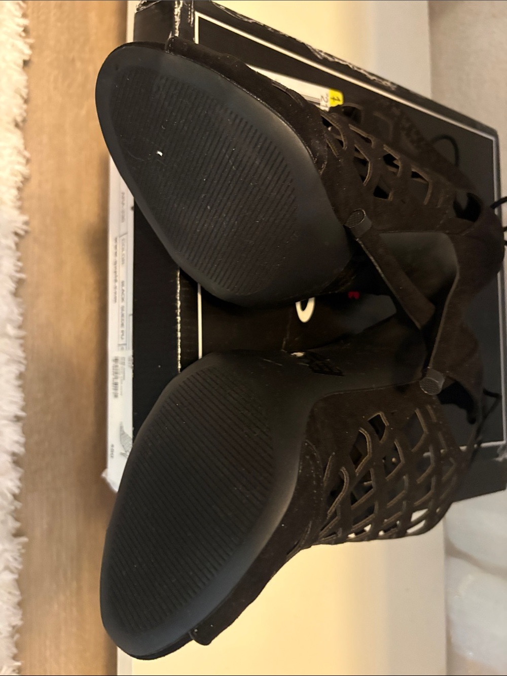 Qupid Black Cage Lace-Up Stiletto Sandal - Picture 6 of 7
